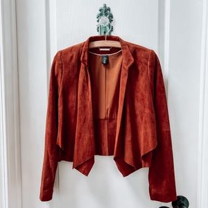 White House Black Market Chestnut Genuine Leather Suede Cropped Jacket